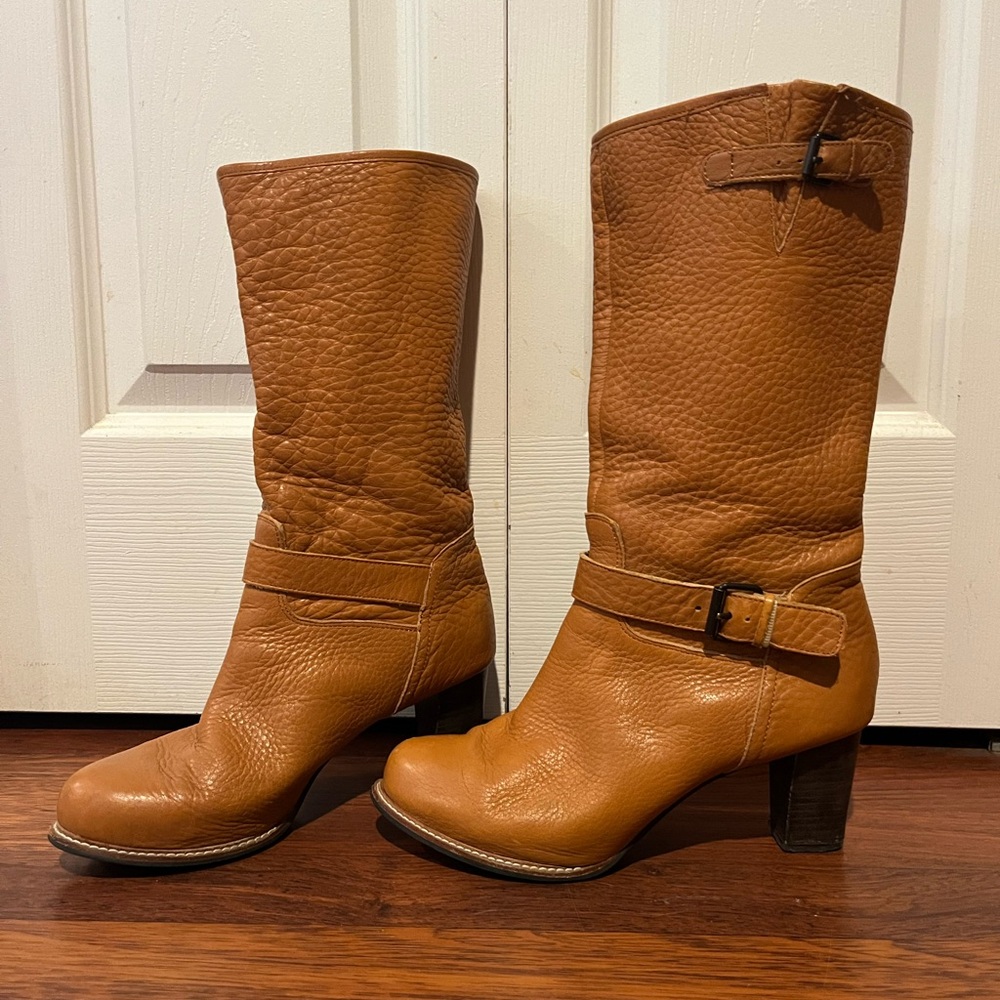 Brown Leather Buckle Boots